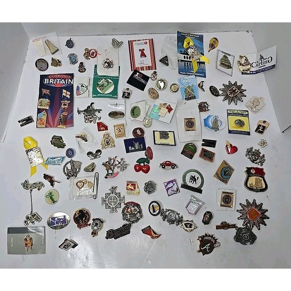 Lot Of Around 100 Vintage Pins From Around The World And Others Used Pin See Pic